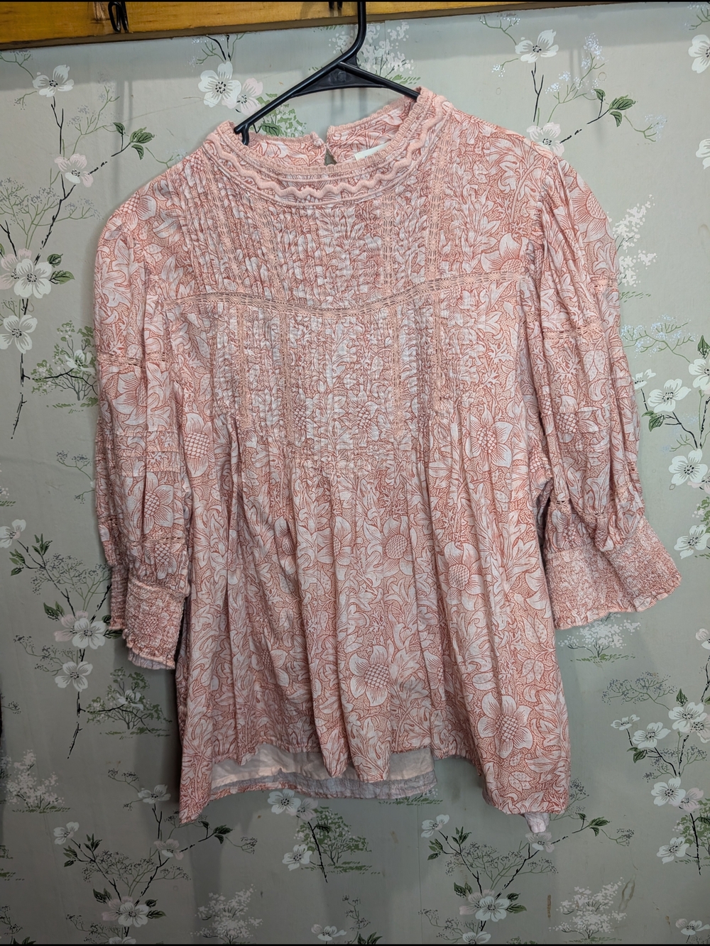 Sundance Women's Pink Floral Pintuck Blouse